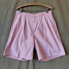 Vintage Men s Polo Ralph Lauren Pleated Shorts Red Striped Preppy Sz 32 USA