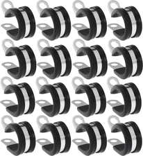 12 PCS Stainless Steel Cable Clamp Assortment Kit Rubber 3/4 Inch, Black