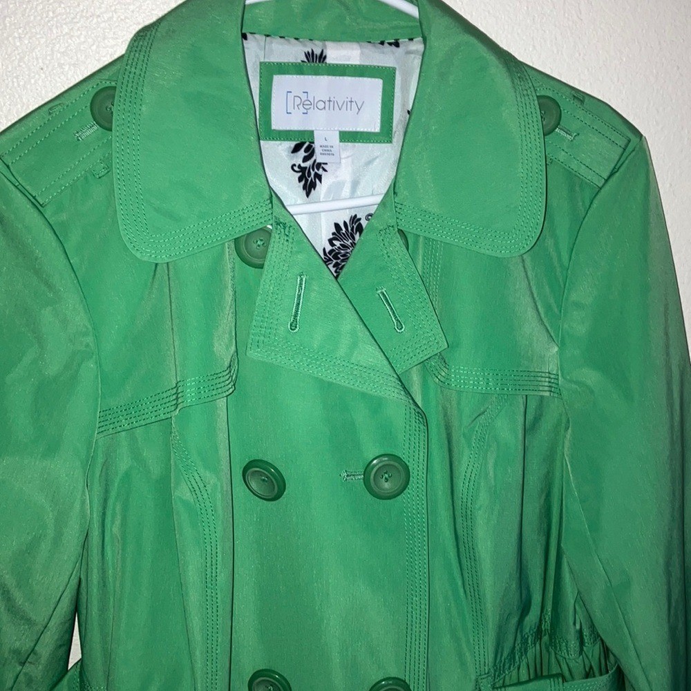 Double-Breasted Fully Lined Jacket with Belt Rain… - image 3