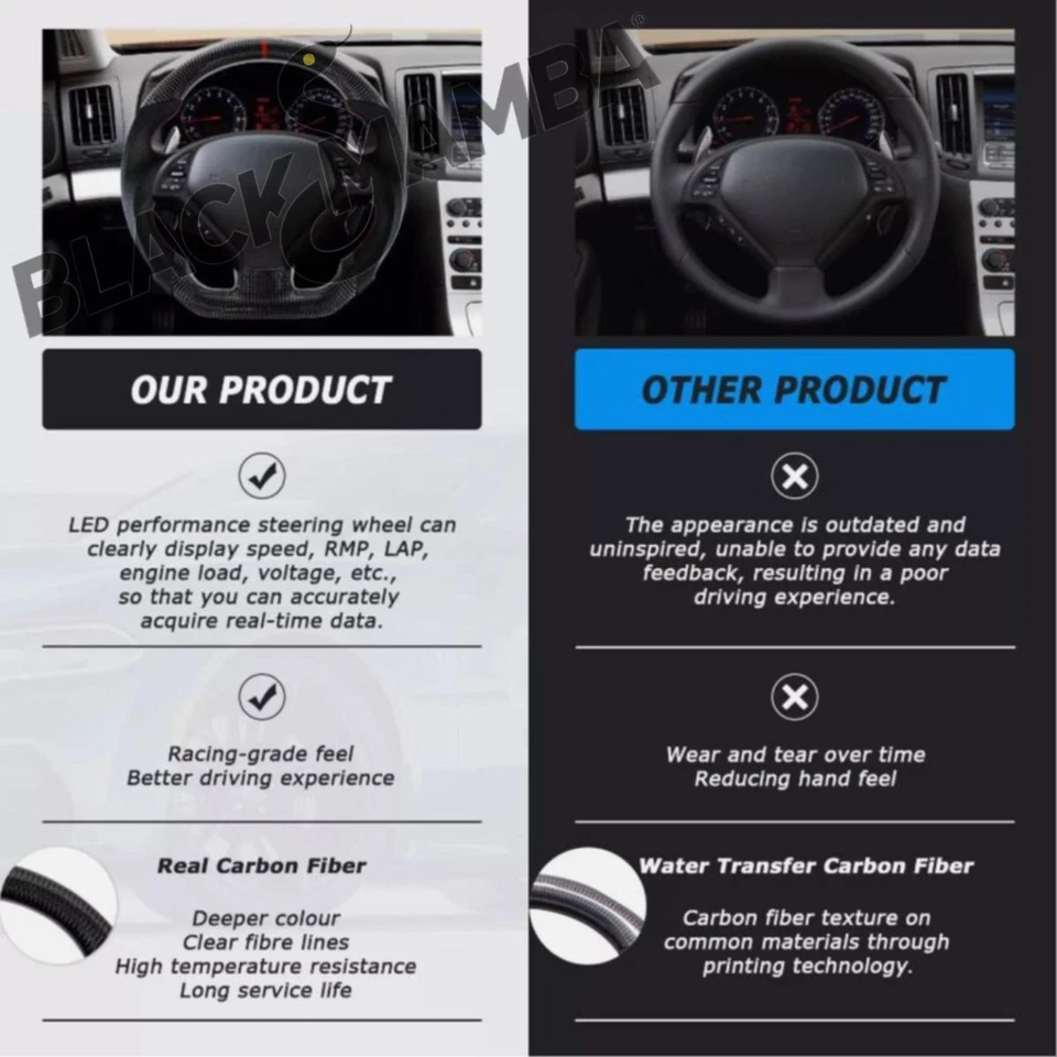 For INFINITI G35 2003-2007 Real Carbon Fiber Steering Wheel New Upgrade - Изображение 4 из 4