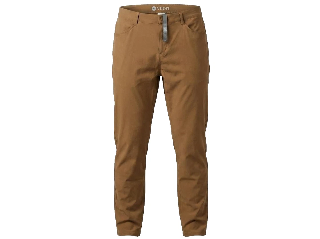Vuori Meta Pants Mens 34x30 Khaki Brown VersaLife 4-Way Stretch Performance Chin