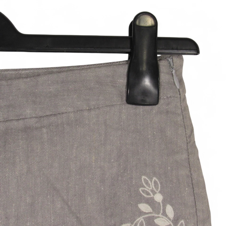 PANTALONES CORTOS FREE PEOPLE Gris LIFE'S TOO SHORT Mezcla de Lino Borde de Ojales Cremallera Lateral Talla 6 Foto 3 de 4