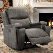 Leather Recliner Chair, Classic and Traditional Manual Recliner Chair with Overs