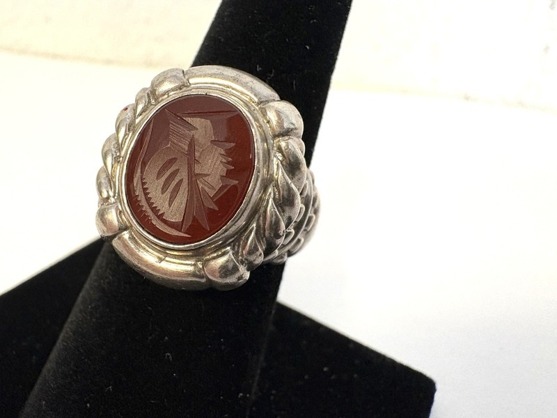 Judith Ripka Sterling Silver Ornate Carved Gemstone Ring Size 8 Weighs 11.7g