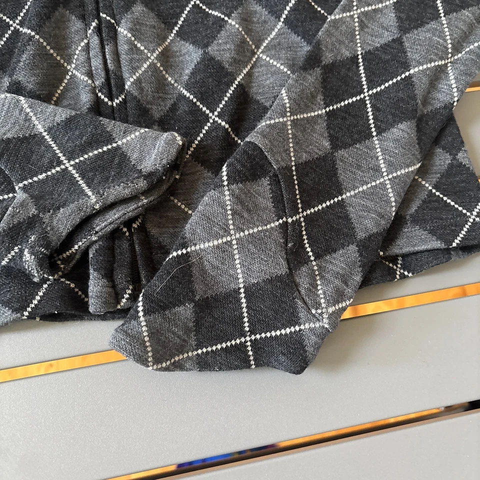 Ibex Cardigan Sweater Womens Small Gray Black Argyle Diamond Merino Wool Zip Up Foto 4 de 4