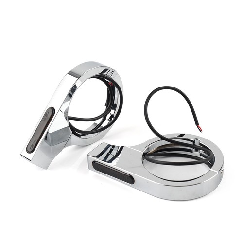 Motorrad Chrome LED-Gabelblinkerleuchte, bernsteinfarben, für Harley Touring - Picture 10 of 11