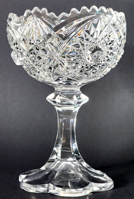 Antique EAPG Pedestal Compote Dish Clear Pressed Glass 7in