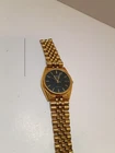 Vintage Seiko 7N43-8111 Watch Mens 36mm Gold Tone Black Day Date For Parts