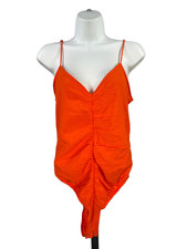 Zara Women's Orange Cinched Tie Strap Bodysuit - L