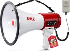 50W Rechargeable Megaphone Bullhorn w/ Siren  Detachable Mic 1600 Yards White