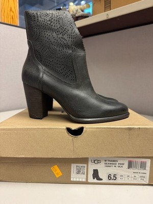 UGG Women's Thames Seaweed Perf Black Heel Size 6.5 Brand New