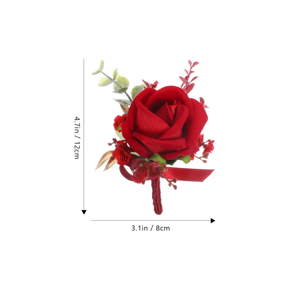 Boutonnière de mariage corsage de fleur de rose artificielle pour la mariée - Photo 2/4