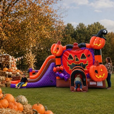 Inflatable Bounce House Water Slide Commercial Halloween Combo With Blower