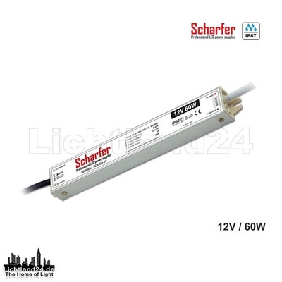 Prof. Scharfer LED Trafo 60W / 12V 185 - 250V IP67 Netzteil 60 Watt 12 Volt