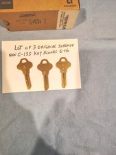 Lot of 3 Original Schlage C-135 Key Blanks Satin Brass New 6pin