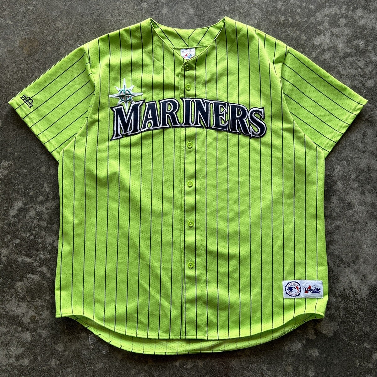 Vintage Majestic MLB Mens 2XL Seattle Mariners Neon Green