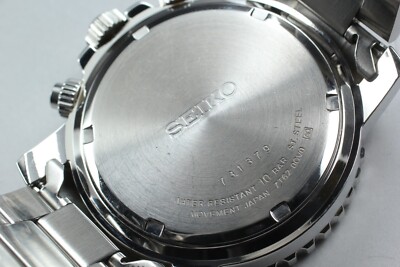 N/BAT [EXC+5] SEIKO Chronograph 7T62-0CV0 Quartz Black Alarm