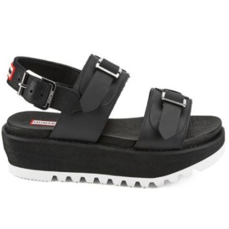 ★HUNTER★BUCKLE PLATFORM SANDAL Hunter Women's Double Buckle Chunky Platform Black Platform