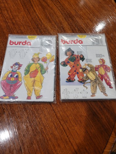 4361 5492 Burda Set Of 2 Sewing Pattern Cosplay Costume Clown 12M -10 Uncut NIP