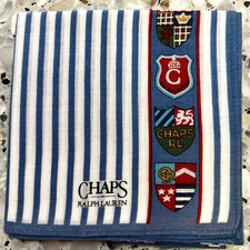 MAN HANKY CLASSIC PINSTRIPED BLUE WHITE VTG COTTON POCKET ART SQUARE 18   M66