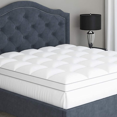 Full Size Cooling Bed Mattress Topper - Pillow-Top Thickness, Soft 100% Cotton F