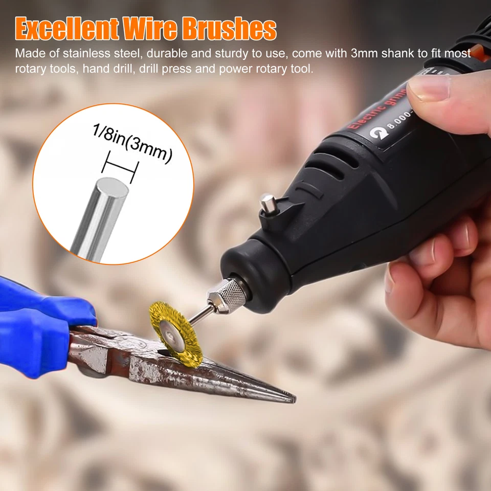 Juego de amoladora de troqueles de cepillo mixto rueda taza alambre de acero 45/36x para herramienta giratoria Dremel Foto 2 de 4