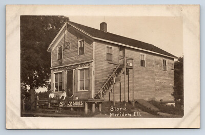 Meriden Il Vintage Postcard Meriden IL General Store Selz Shoes Sign RPPC D15 | eBay