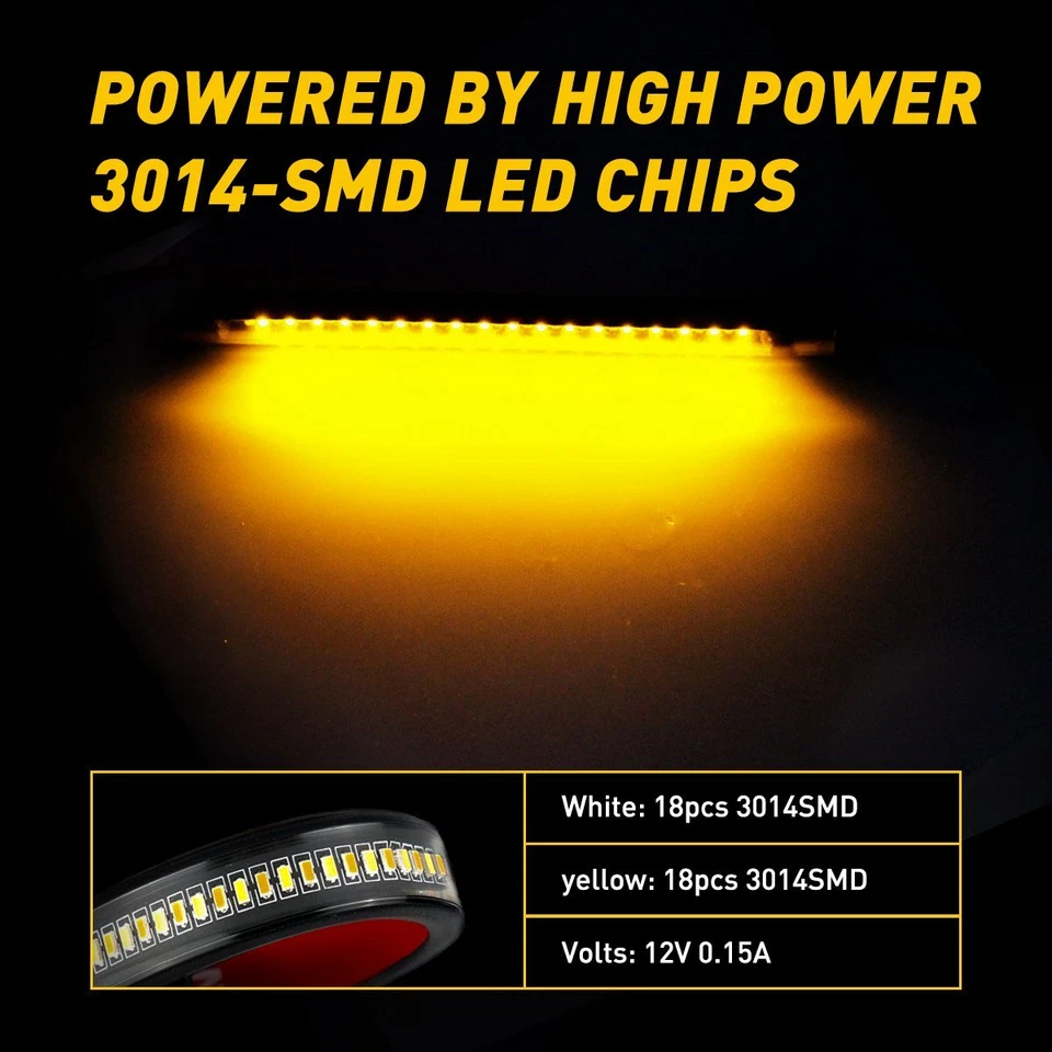 4pcs Motorcycle LED Flexible Strip Light DRL Turn Signal White Amber Switchback - Imagem 4 de 4