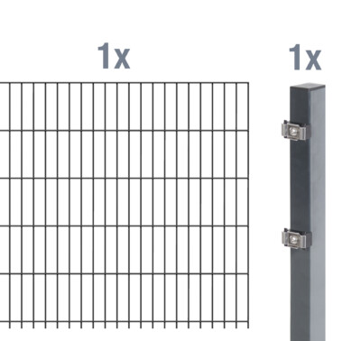 Alberts Doppelstabmatten-Anbauset 6-5-6 Gitterzaun Höhe 63-243 cm, Länge 2 m