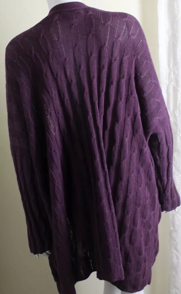 Eskandar O/S красивый фиолетовый кабель 36» длинный тяжелый льняной кардиган свитер - Изображение 2 из 4