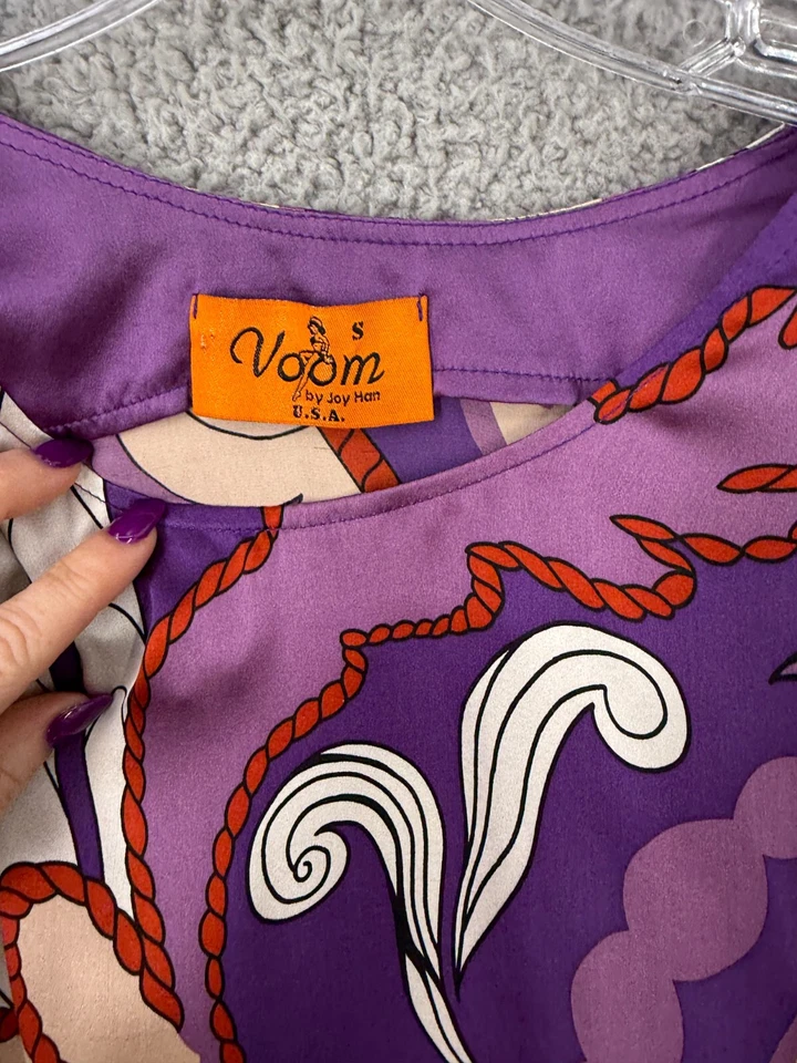 VOOM BY JOY HAN 100% SILK TRIBAL DRESS SIZE Small Made In USA Vintage - Image 3 of 4