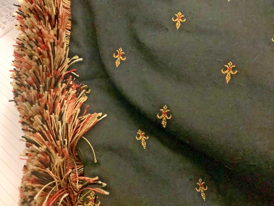 (1) 定制 Euro Sham ~ 24 英寸 Sq ~ 重棉/黑色背景 ~ 小 Fleur De Lis’s ~ — 第 3/4 张图片