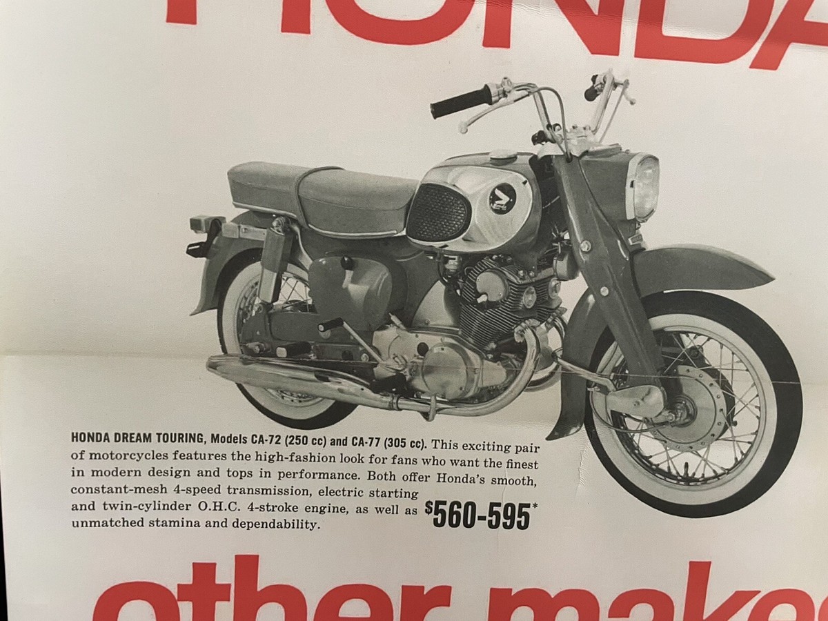 1960'S HONDA Dealer Model Poster 22 x 28 (Reprint) Super