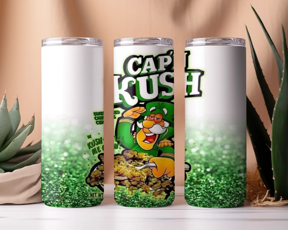 Tumbler Skinny 20oz  w/ Lid & Straw  Weed Leaf Cannabis Marijuana 420