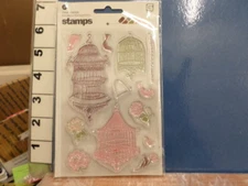 bird cages flowers song birds pets   clear stamps   33W