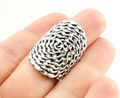 Boho 925 Sterling Silber Handarbeit Damen Ring verstellbar Größe 6 Handarbeit