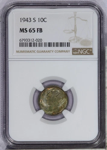 1943-S Mercury Dime 10c NGC MS65 FB