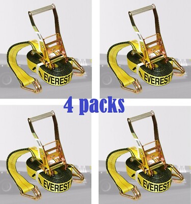 4PK 2inx27ft Ratchet Tie Down Straps DJ-Hook 10000LBS Break Strength 3333LBS WLL