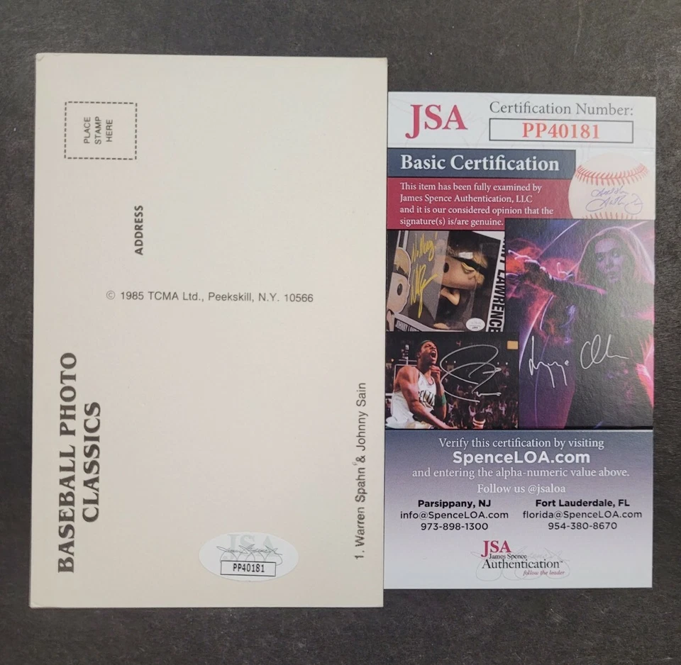 Warren Spahn & Johnny Sain JSA Certified Signed Photo MLB Boston Braves - Image 3 of 3