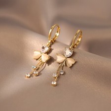 Elegant Cat  s Eye Store Flower Dangle Drop Earrings for Women