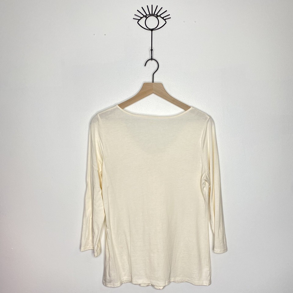 Hill Women’s Size Medium Valencia Ivory 3/4 Sleeve Knit Top