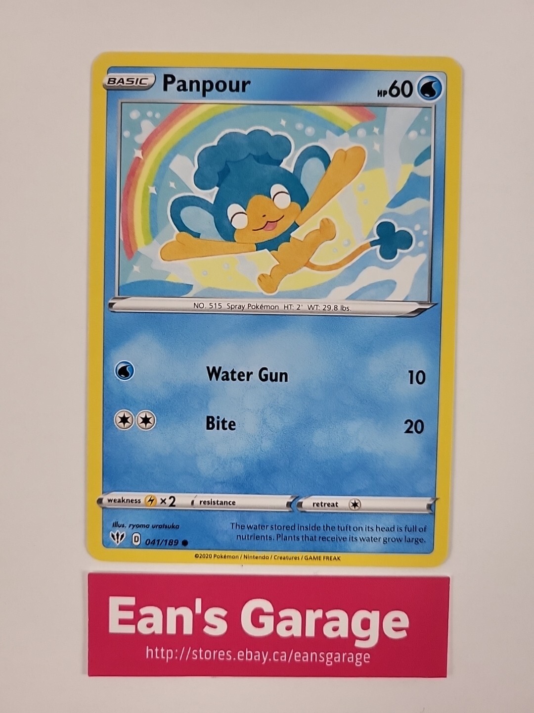 Pokemon Panpour Basic 41/189 Darkness Ablaze common - MN