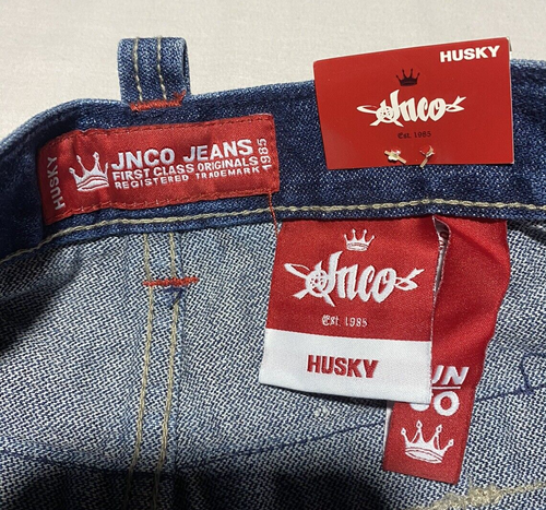 Vintage Boy's *JNCO* Dragon Blue Jean Shorts Size 14 Husky Denim Embroidered NEW - Picture 3 of 13