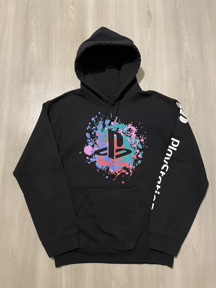 Official Licensed PlayStation Splatter Paint Heavyweight Hoodie Mens Small