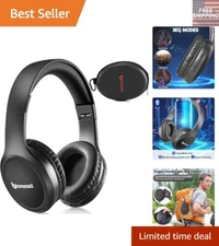 Dynamic Deep Bass Headphones: 70H Playtime & Hands-Free Mic for Home & Office