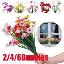 2/4/6 Bundles Artificial Plastic Flower Outdoor UV Resistant Plant Silk Flower