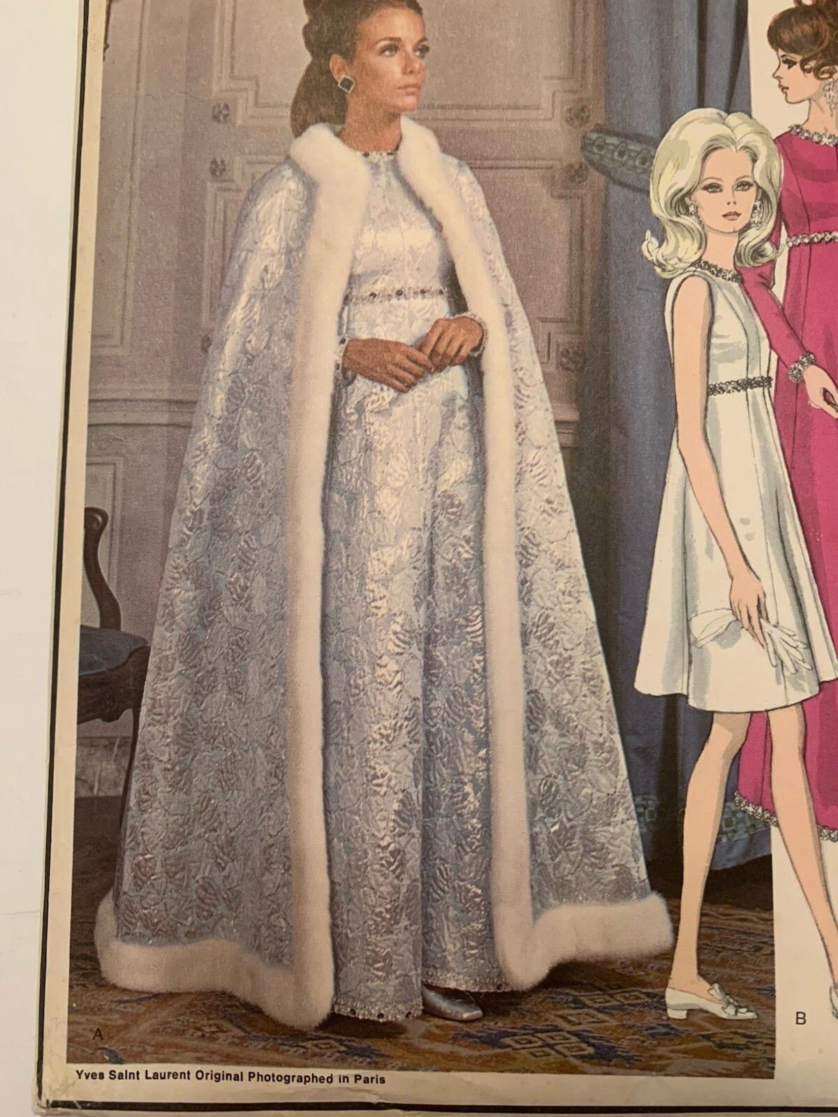 SAINT LAURENT (YSL) Abito vintage Vogue Yves Saint Laurent modello cucito taglia 12 mantello non tagliato
