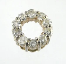 Sterling Silver White CZ Circle Slide Pendant 925 2.3g Cubic Zirconia .5 Inch