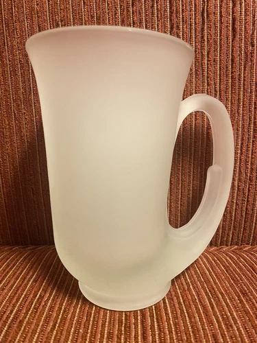 Vintage Tiara Indiana Frosted Glass Hunter Horn Stein Tankard Heavy Mug 5.5”