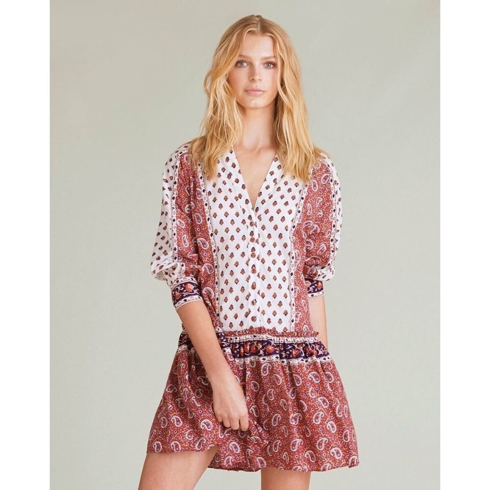 Veronica Beard Jesila Cotton Patchwork Dress XS - image 1